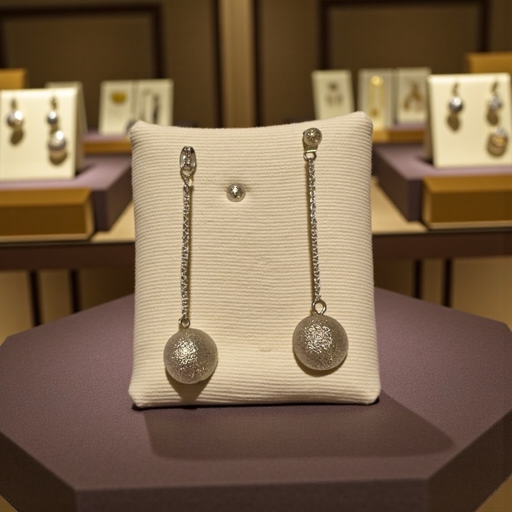Elegant Silver Disco Dangle Earrings